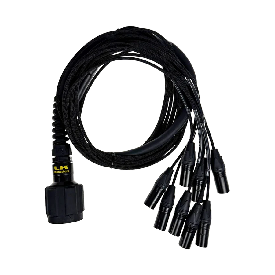 8-Channel Fan-Out Audio Cable | LK 25-Pole Female Connector to 8 Neutrik Male XLRs